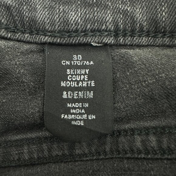 &Denim H&M Skinny Distressed Women's size 30 Black Denim Jeans - Picture 3 of 4